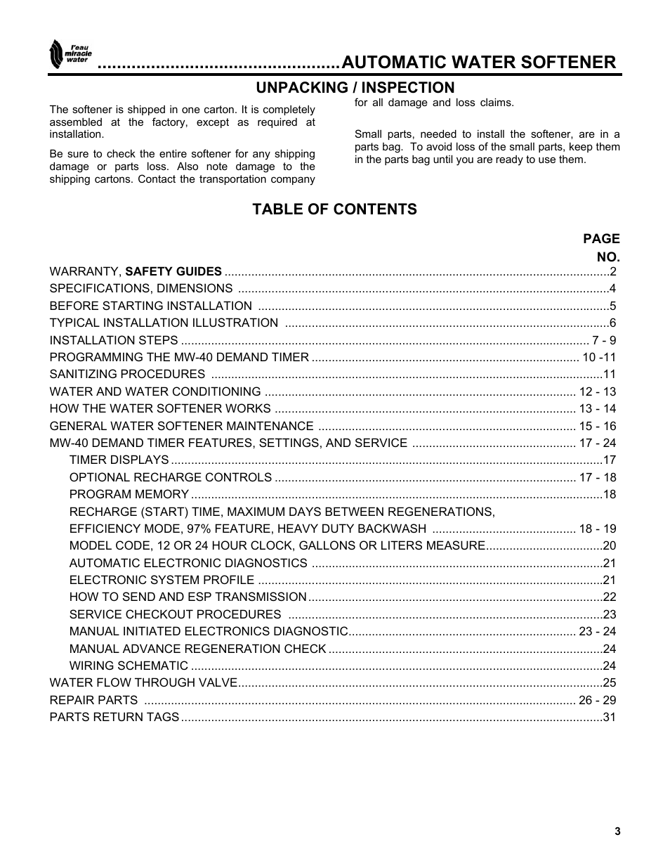 EcoPure MW_MW40_450216A User Manual | Page 3 / 31