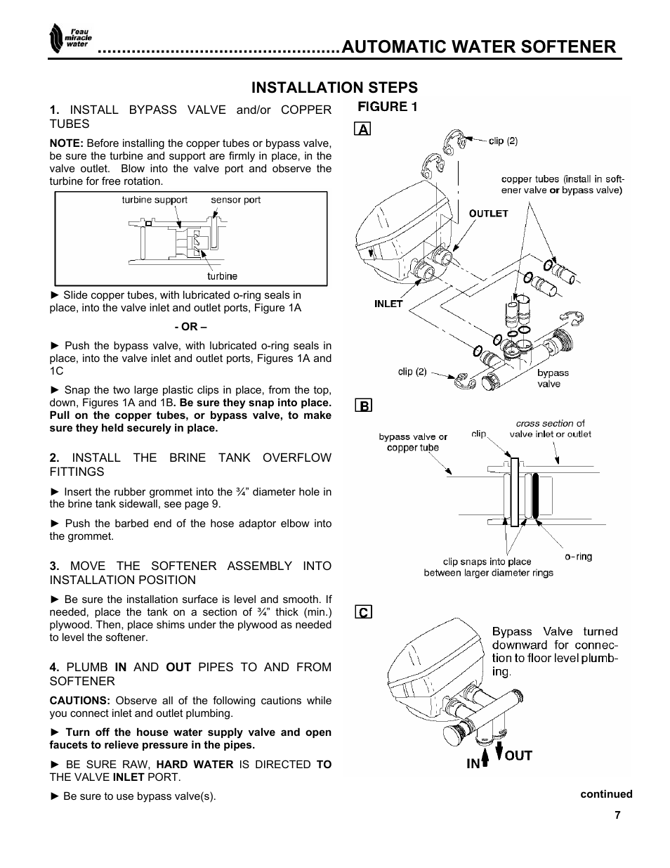 Automatic water softener, Installation steps | EcoPure MW_MW40_450216A User Manual | Page 7 / 31