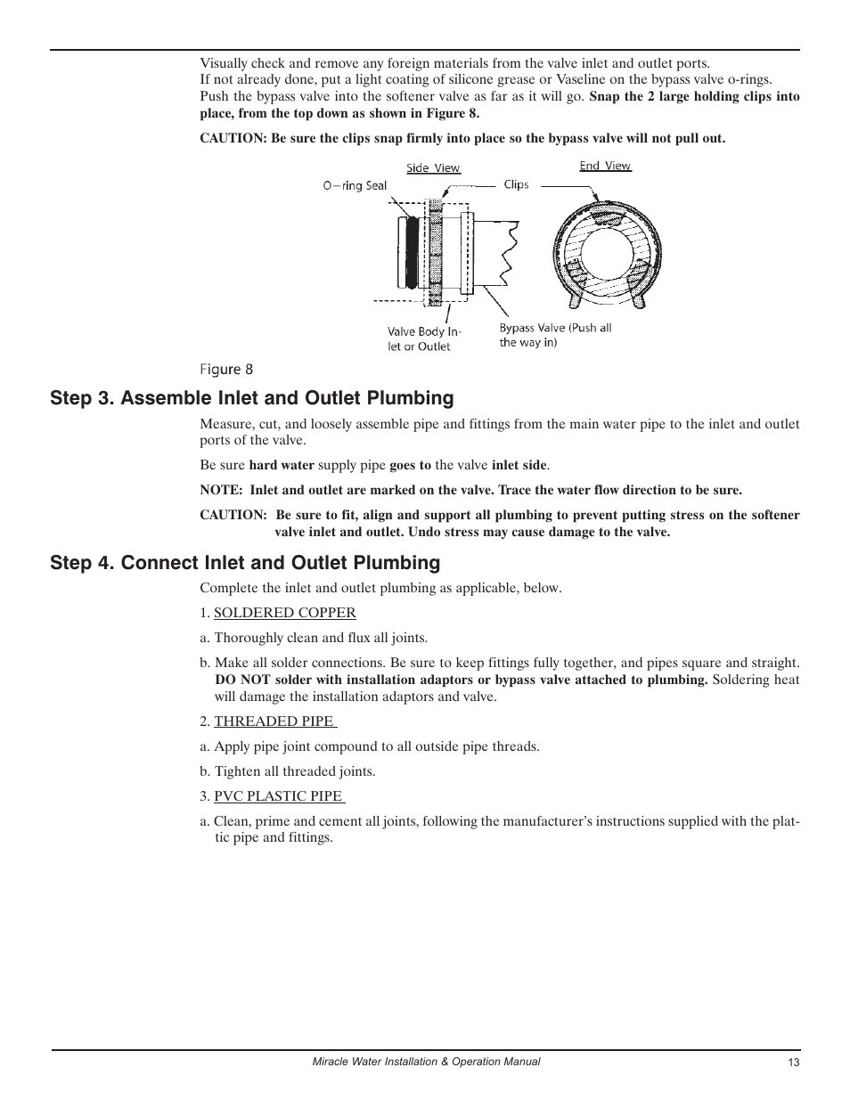 Step 3. assemble inlet and outlet plumbing, Step 4. connect inlet and outlet plumbing | EcoPure MW_MW30_450224 User Manual | Page 13 / 30