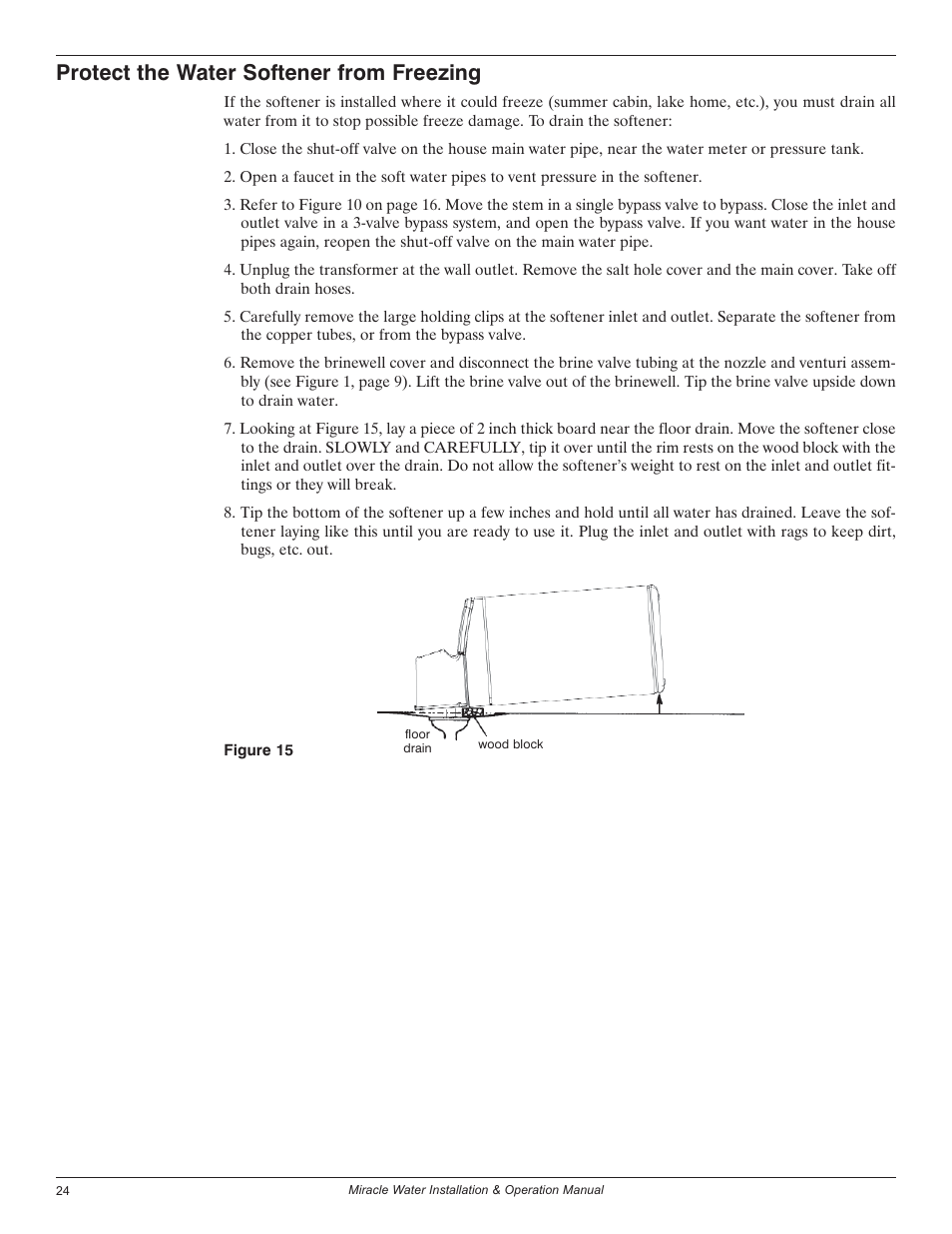 Protect the water softener from freezing | EcoPure MW_MW30_450224 User Manual | Page 24 / 30