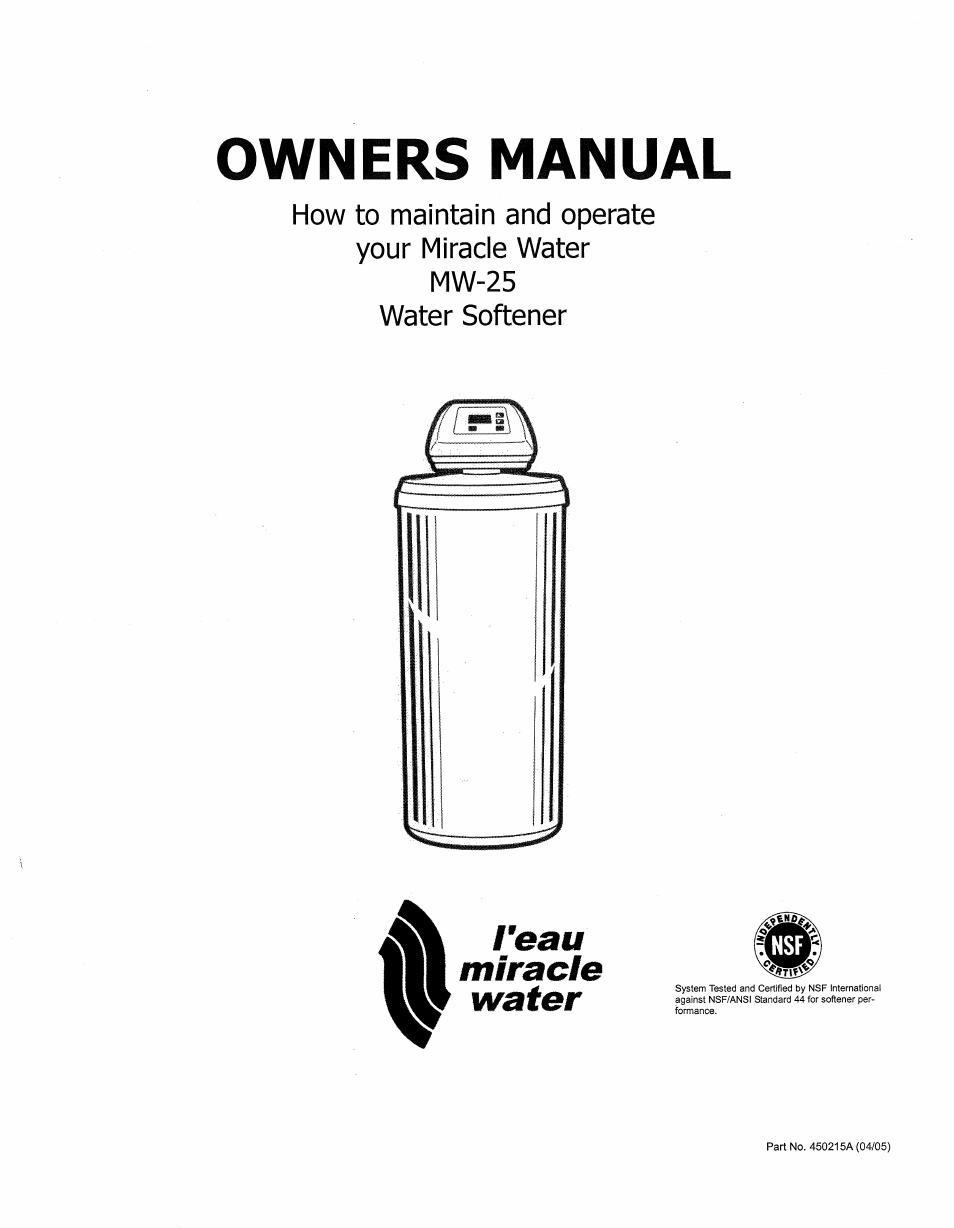 EcoPure MW_MW25_450215A User Manual | 28 pages