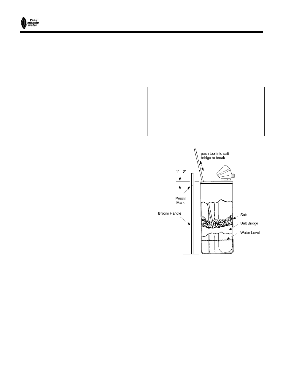 Automatic water softener, General water softener maintenance, Breaking a salt bridge | EcoPure MW_MW25_450215 User Manual | Page 16 / 28