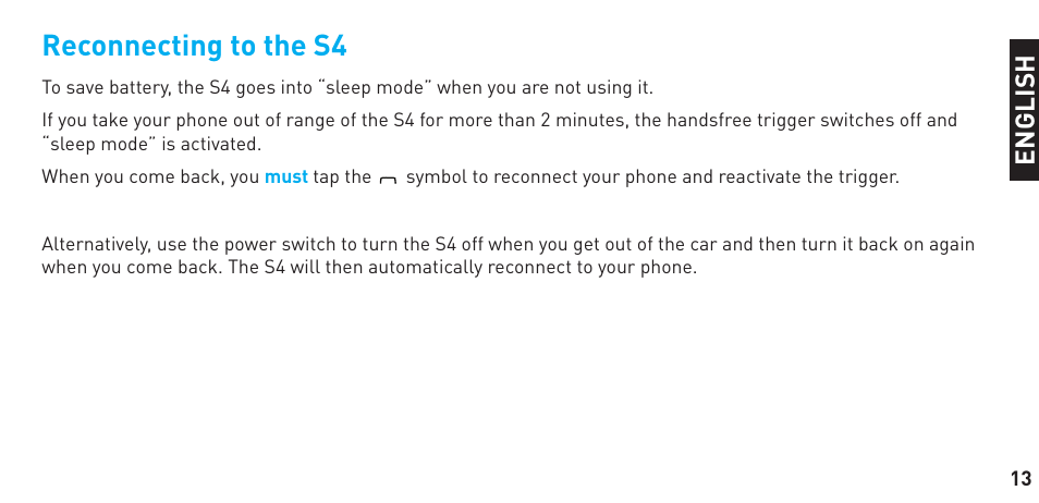 Reconnecting to the s4 | BlueAnt S4 User Manual | Page 13 / 40