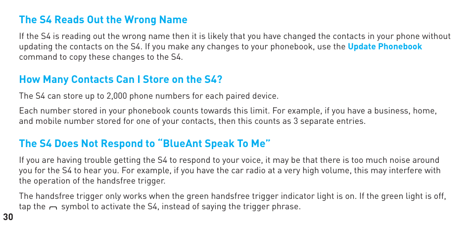 BlueAnt S4 User Manual | Page 30 / 40