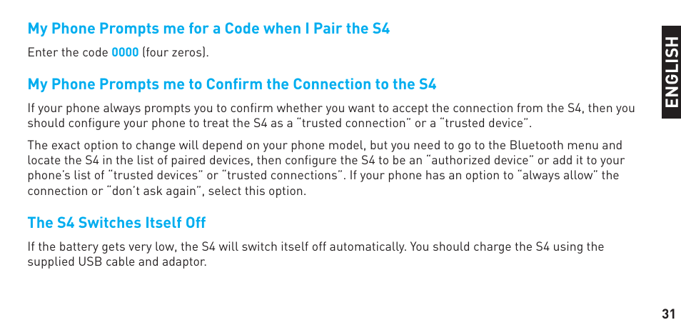 BlueAnt S4 User Manual | Page 31 / 40