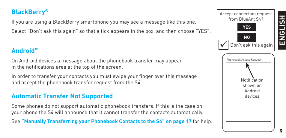 En g li sh | BlueAnt S4 User Manual | Page 9 / 40