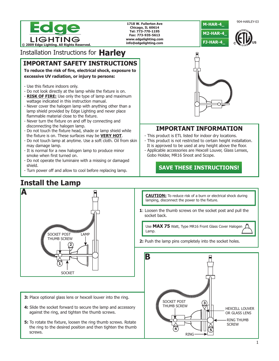 Edge Lighting Harley User Manual | 2 pages