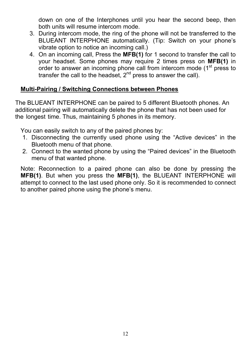 BlueAnt Interphone User Manual | Page 13 / 17