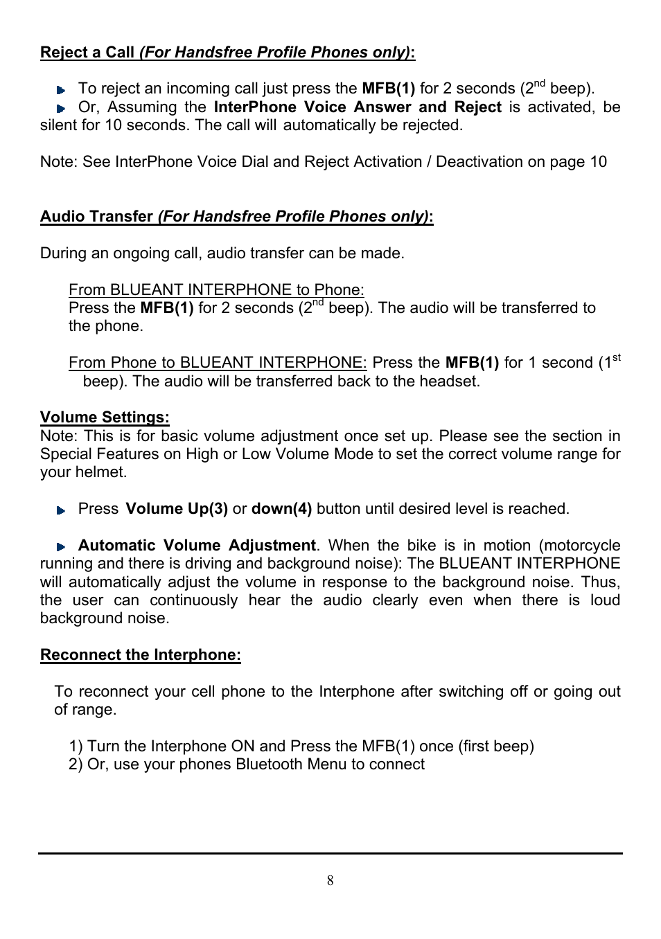 BlueAnt Interphone User Manual | Page 9 / 17