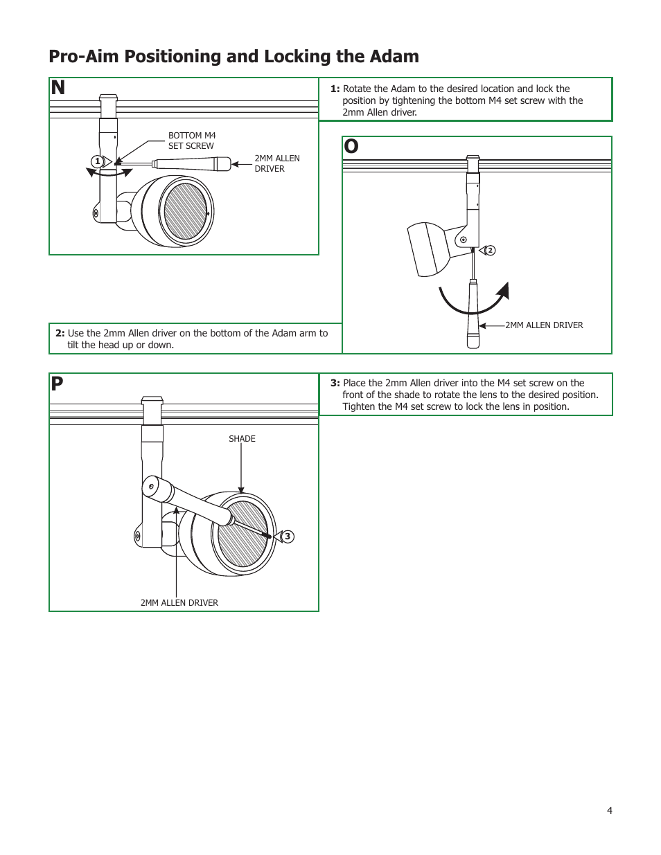 Pro-aim positioning and locking the adam | Edge Lighting Adam Pro Aim MR16 User Manual | Page 4 / 4