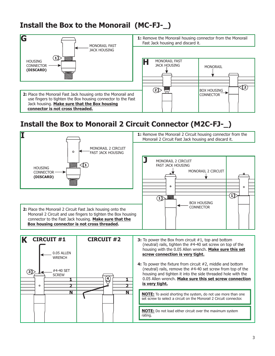 Install the box to the monorail (mc-fj-_) | Edge Lighting Box Pro Aim MR16 User Manual | Page 3 / 4