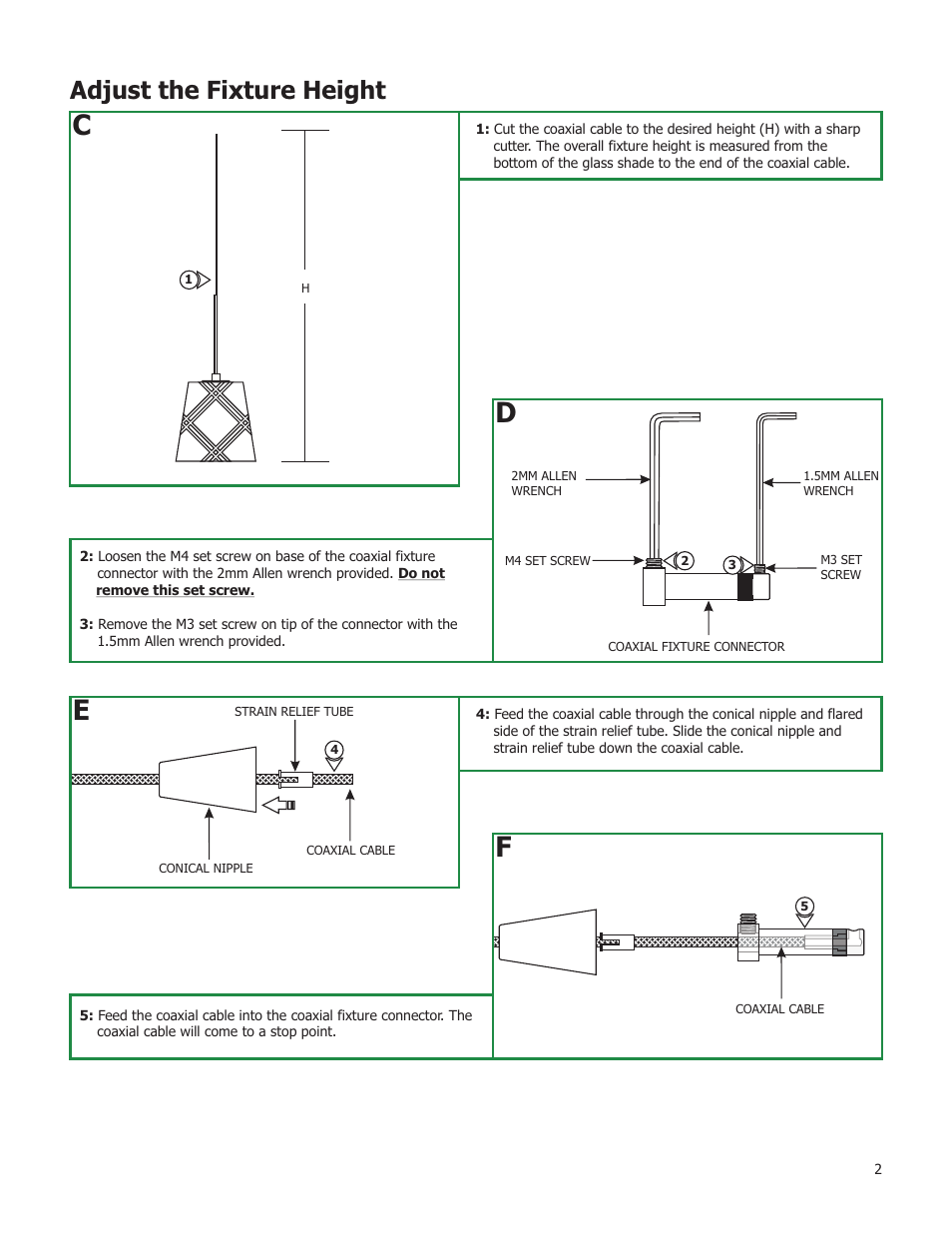 Adjust the fixture height | Edge Lighting Crossroads User Manual | Page 2 / 3