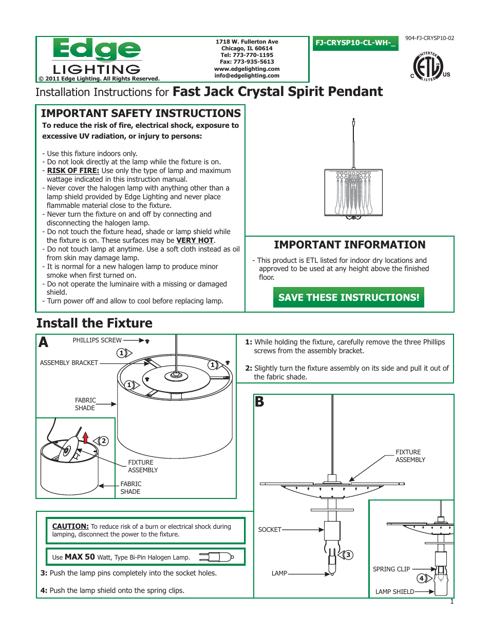 Edge Lighting Crystal Spirit User Manual | 4 pages