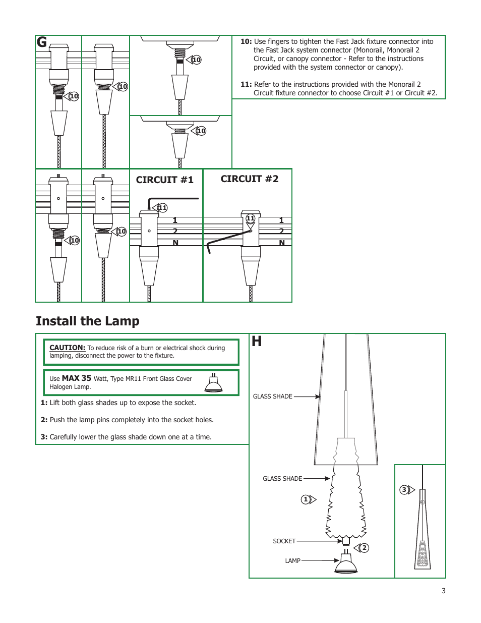 Install the lamp, Circuit #1 circuit #2 | Edge Lighting Everest User Manual | Page 3 / 3