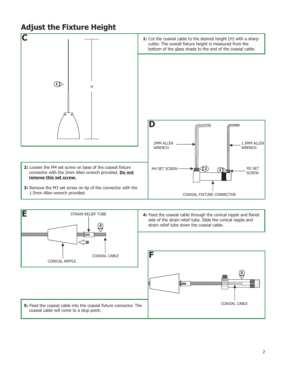 Adjust the fixture height | Edge Lighting Vessel 6 User Manual | Page 2 / 3