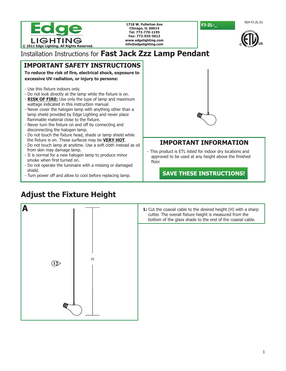 Edge Lighting Zzz Lamp User Manual | 4 pages