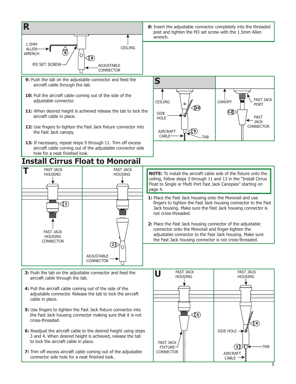 Install cirrus float to monorail | Edge Lighting Cirrus Float for Monorail User Manual | Page 5 / 6