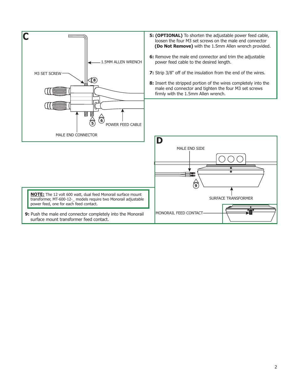 Edge Lighting Adjustable Power Feed User Manual | Page 2 / 2