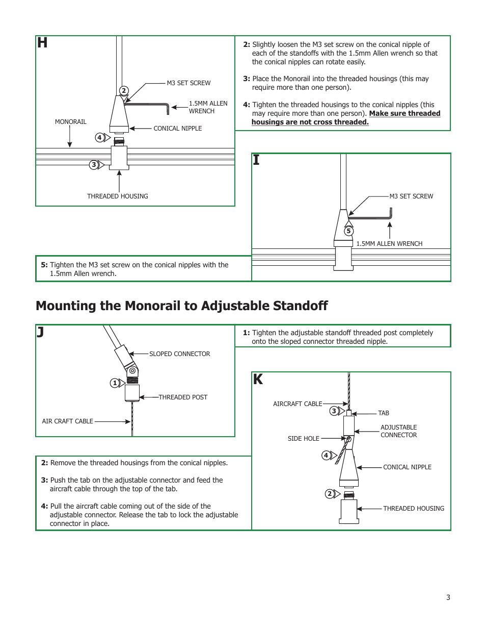 Mounting the monorail to adjustable standoff | Edge Lighting Sloped Ceiling Standoffs User Manual | Page 3 / 4