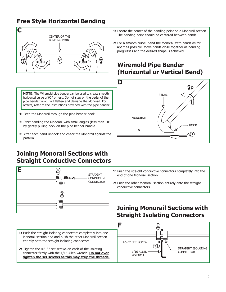 Wiremold pipe bender (horizontal or vertical bend), Free style horizontal bending | Edge Lighting Straight Rail User Manual | Page 2 / 2