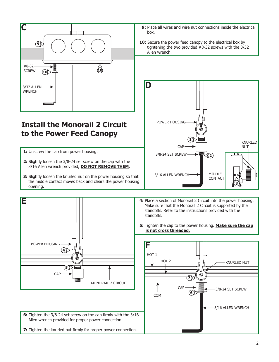 Edge Lighting 2 Circuit 4" Round Adjustable Power Feed Canopies User Manual | Page 2 / 2