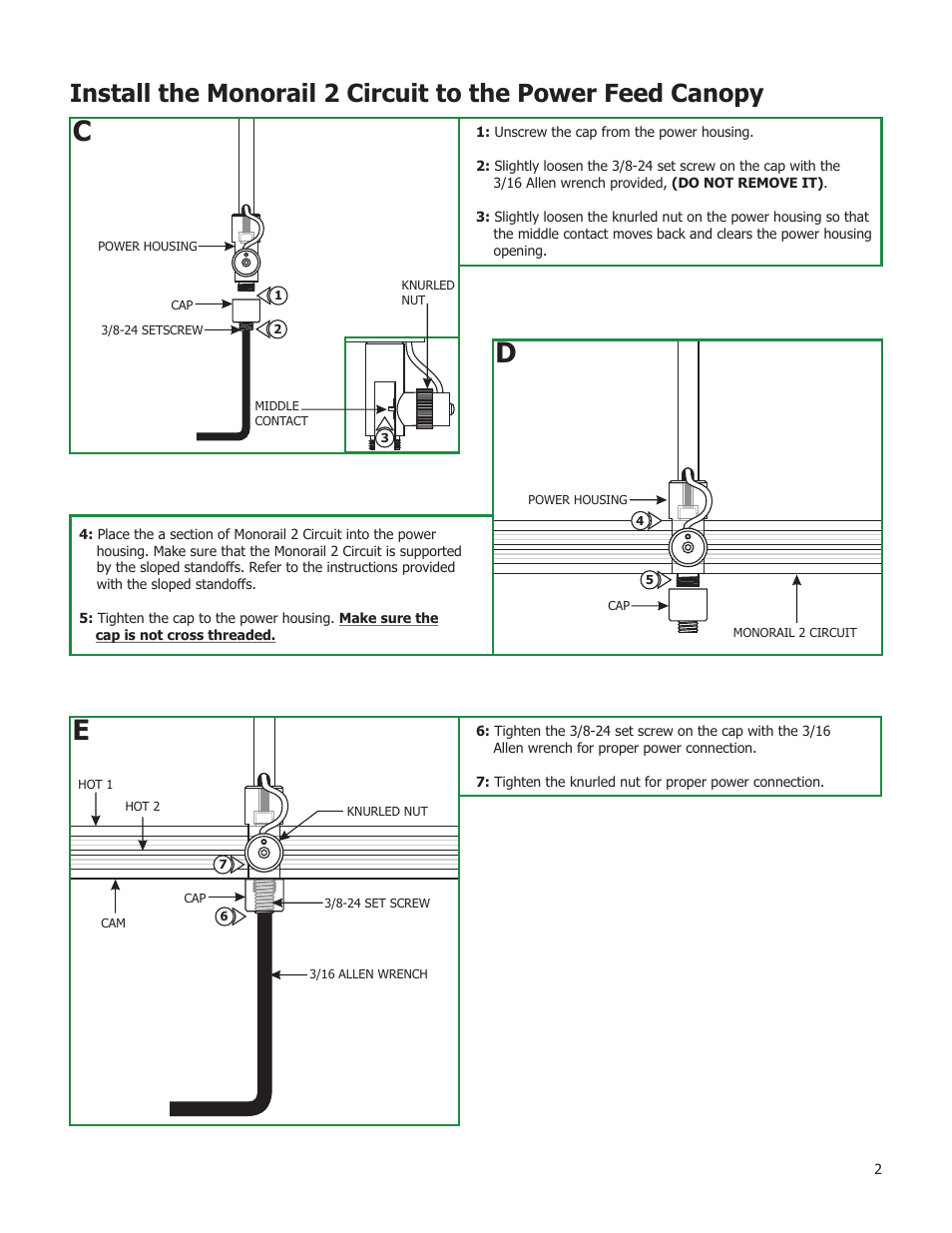 Edge Lighting 2 Circuit Sloped Ceiling Power Feed Canopies User Manual | Page 2 / 3