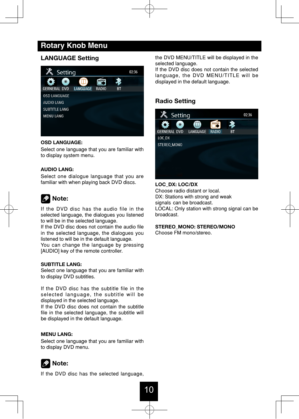 Rotary knob menu | Bravo View IND-5000BT User Manual | Page 11 / 30