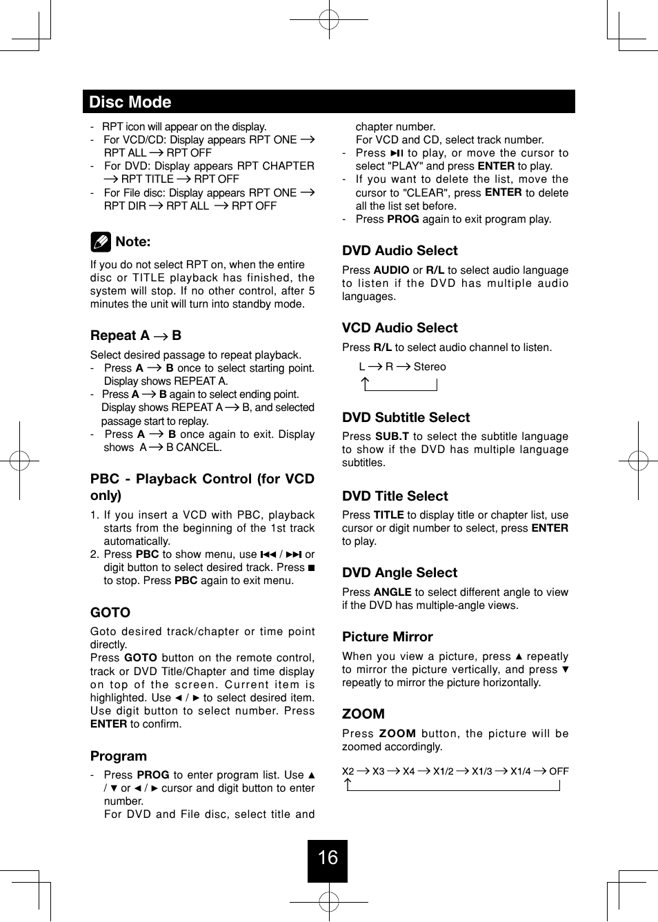 Disc mode | Bravo View IND-5000BT User Manual | Page 17 / 30
