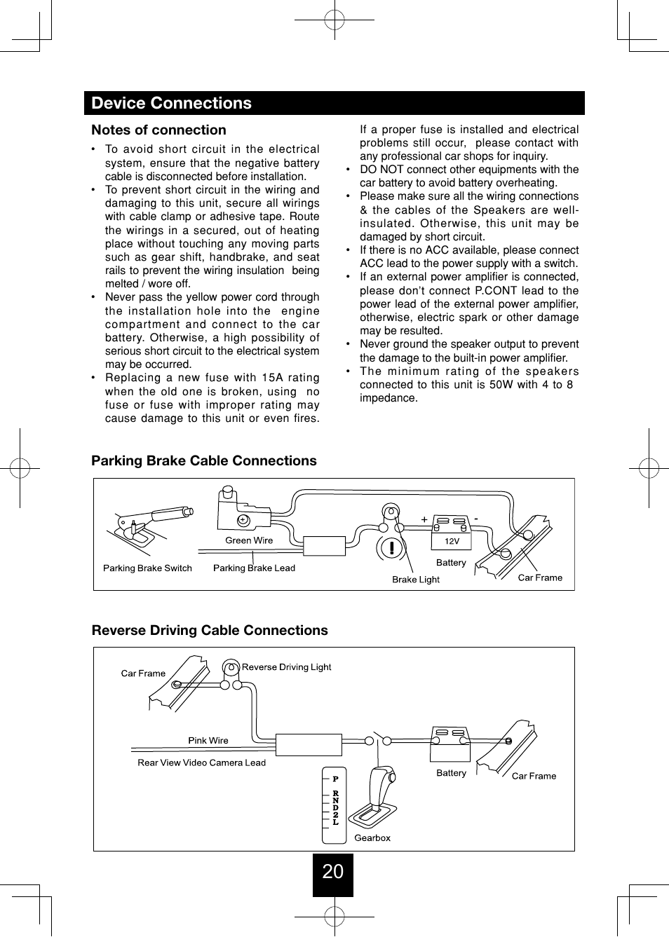 Device connections | Bravo View IND-5000BT User Manual | Page 21 / 30