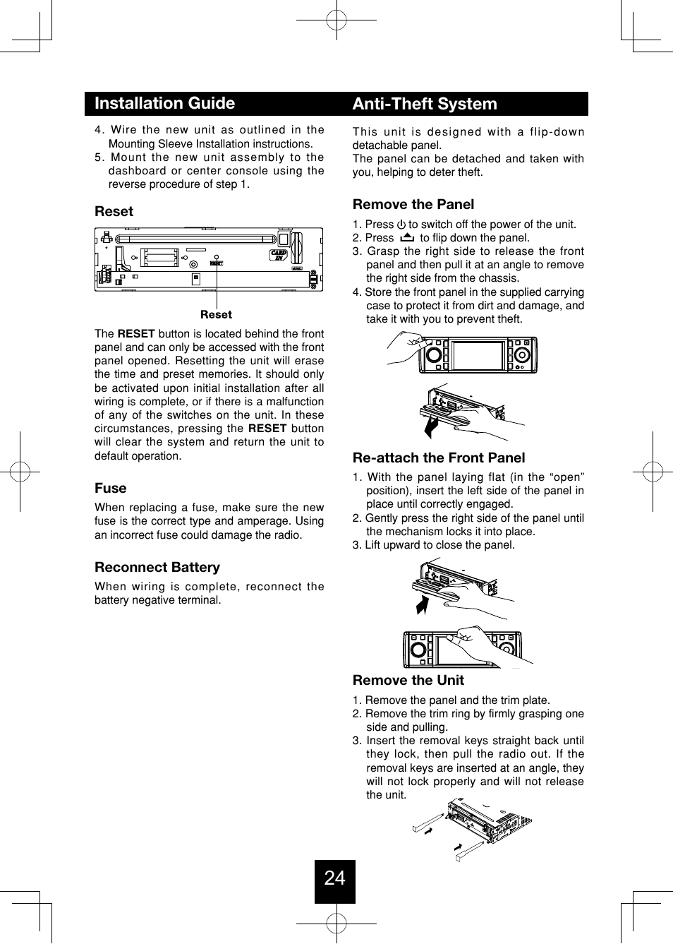 Anti-theft system, Installation guide | Bravo View IND-5000BT User Manual | Page 25 / 30