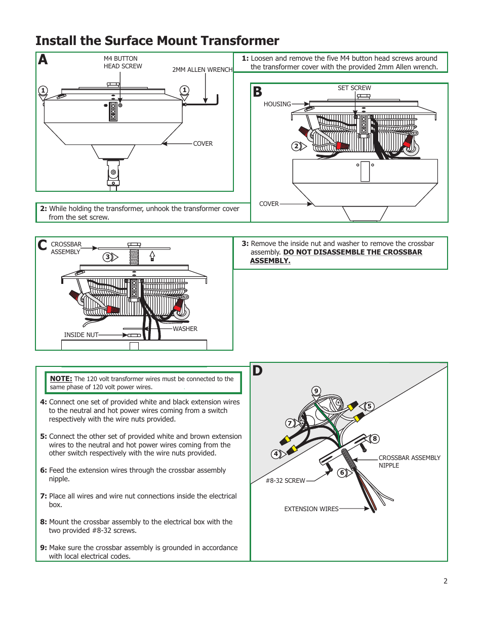 Install the surface mount transformer | Edge Lighting 2-Circuit Sloped Ceiling Surface Mount Magnetic Transformers User Manual | Page 2 / 4