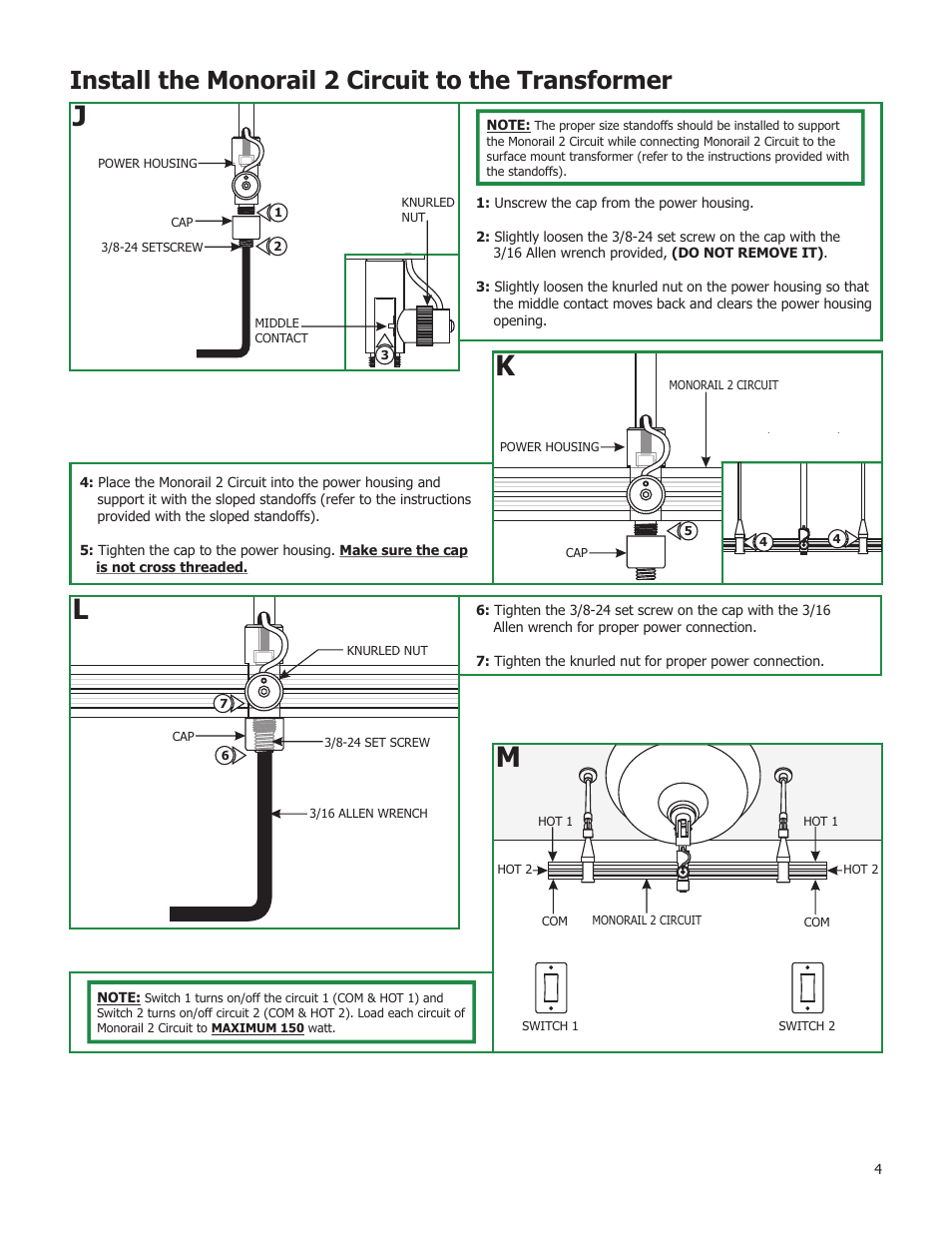 Install the monorail 2 circuit to the transformer | Edge Lighting 2-Circuit Sloped Ceiling Surface Mount Magnetic Transformers User Manual | Page 4 / 4