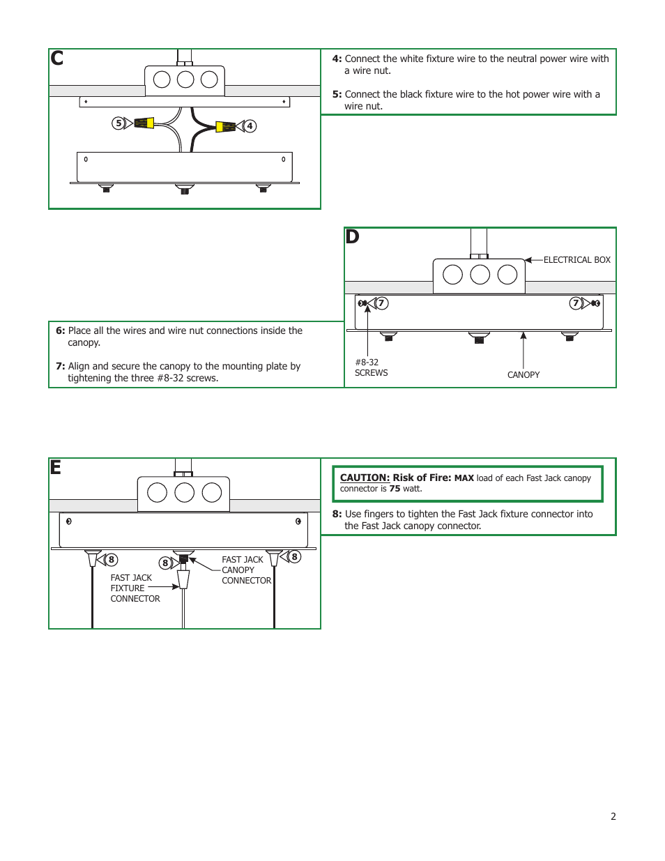 Edge Lighting 7" Fast Jack Canopies User Manual | Page 2 / 2
