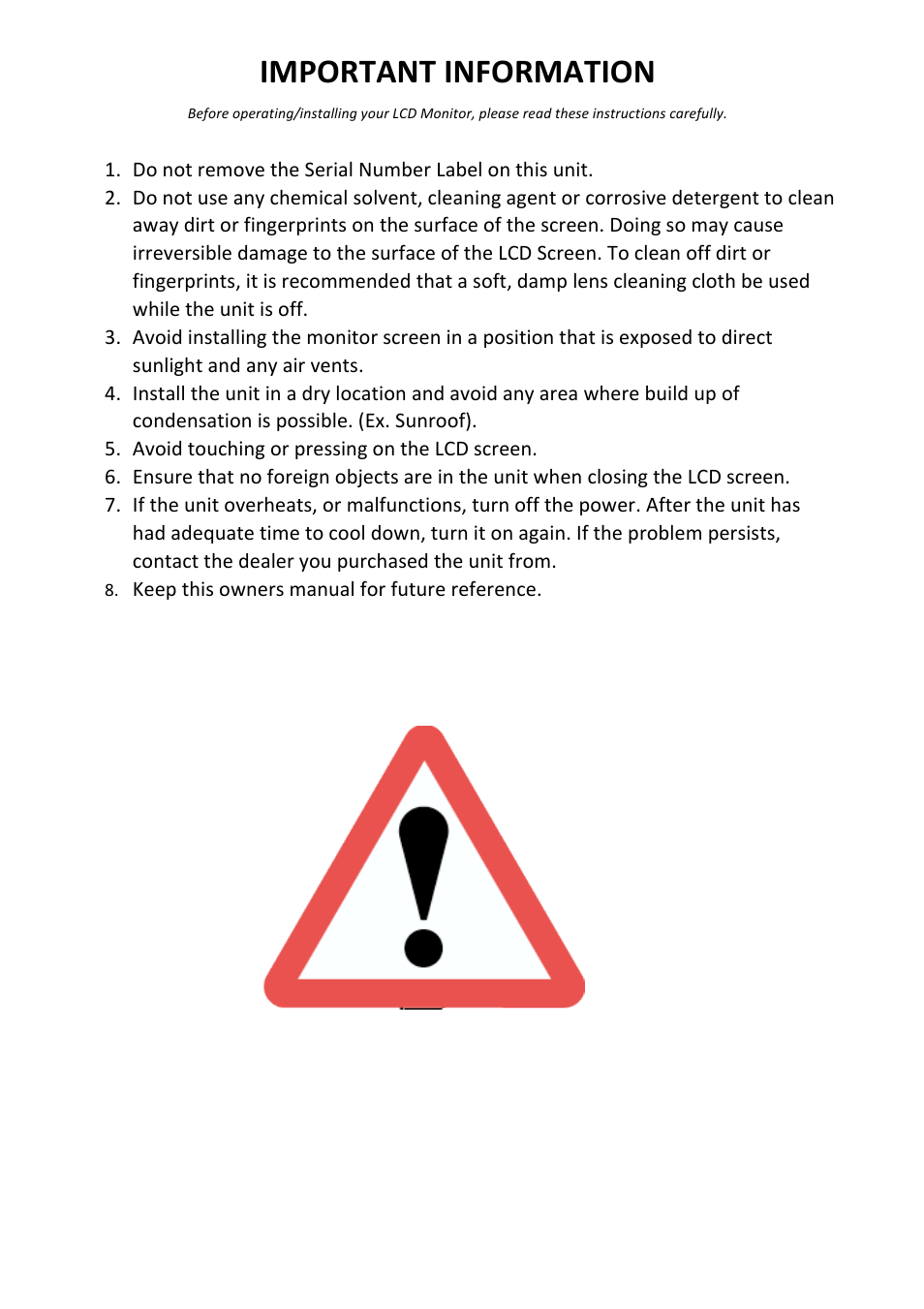Important information | Bravo View OVR-090BL User Manual | Page 4 / 9