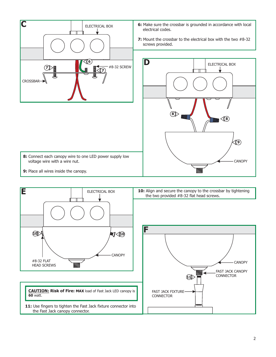 Edge Lighting Surface Mount Fast Jack Canopies User Manual | Page 2 / 2