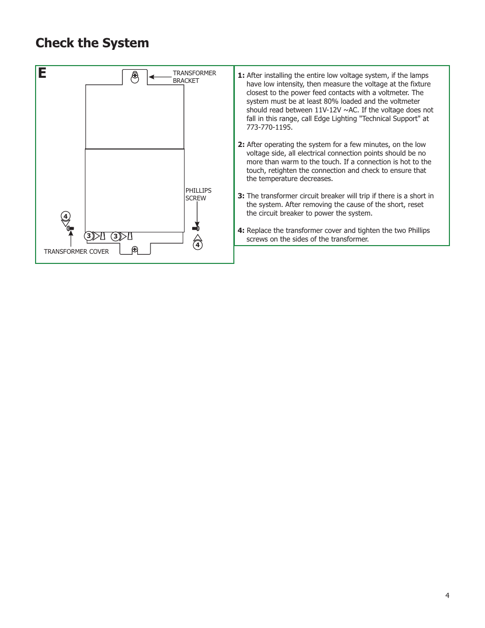 Check the system | Edge Lighting 2x300W/12V Magnetic Remote Transformer User Manual | Page 4 / 8