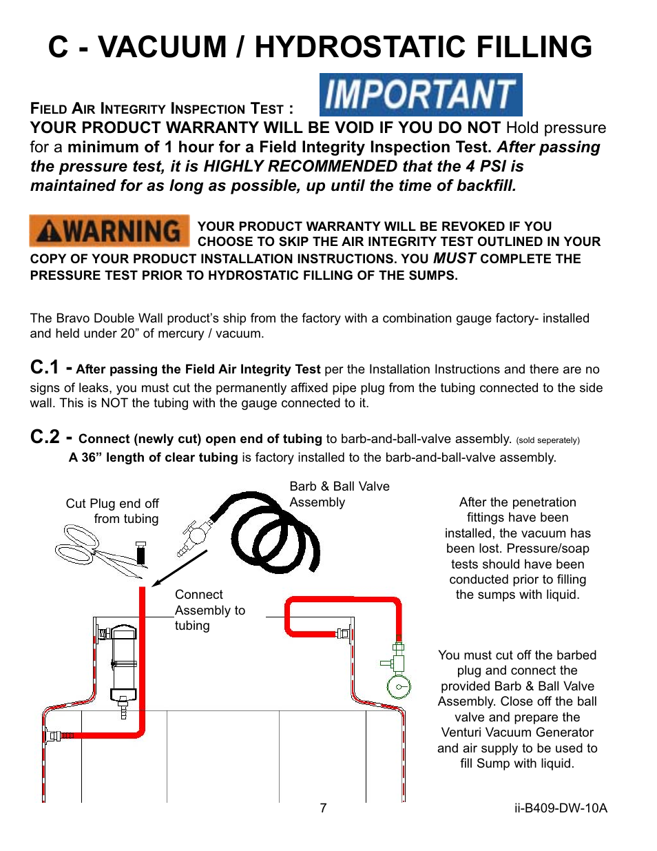 C - vacuum / hydrostatic filling | Bravo View B409 User Manual | Page 7 / 12