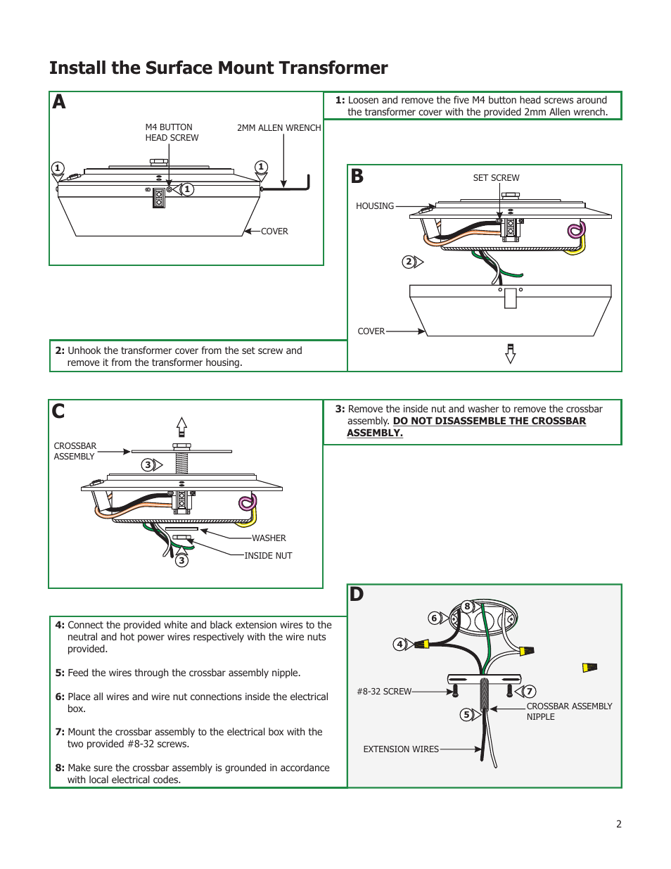 Install the surface mount transformer | Edge Lighting 600W/12V Dual Feed Surface Mount Magnetic Transformer User Manual | Page 2 / 4