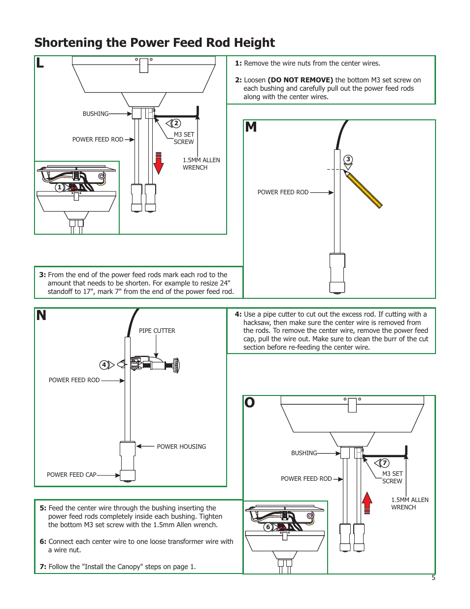 Shortening the power feed rod height | Edge Lighting 600W/12V Dual Feed Surface Mount Magnetic Transformer User Manual | Page 5 / 5