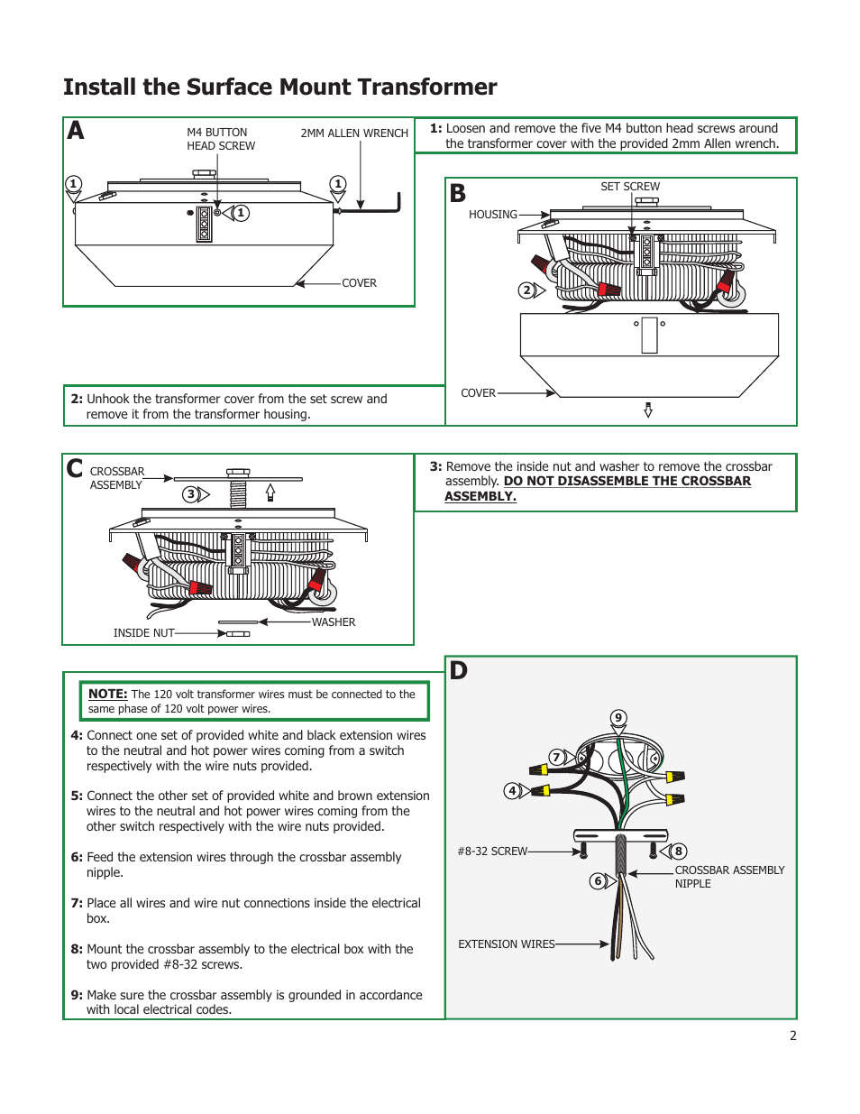 Install the surface mount transformer | Edge Lighting 2x150W/12V Dual Feed Surface Mount Magnetic Transformer User Manual | Page 2 / 4