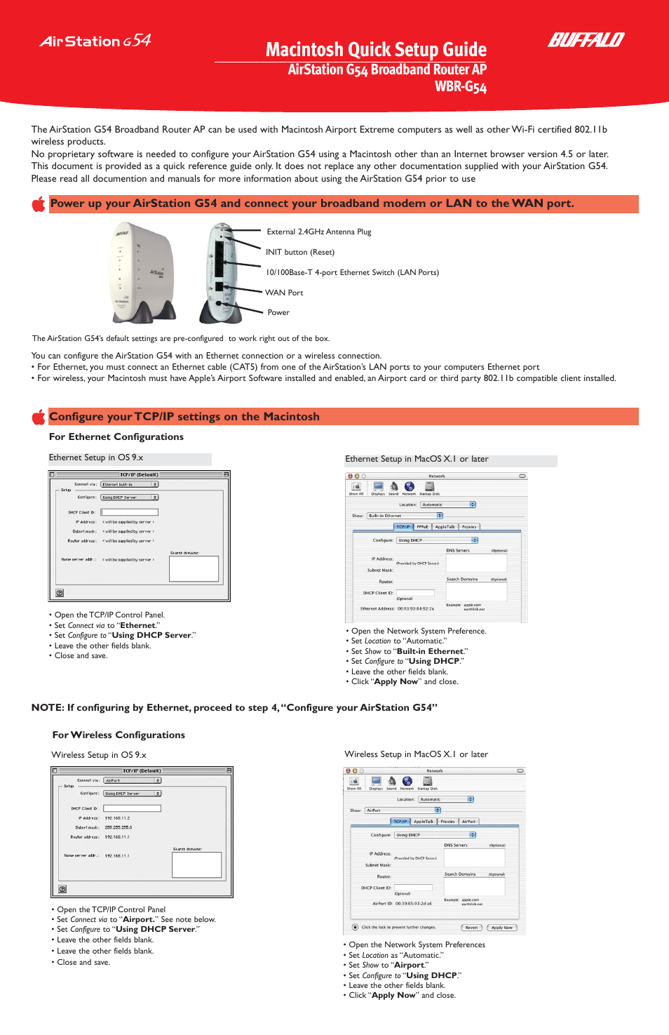 Buffalo Technology WBR-G54 User Manual | 2 pages