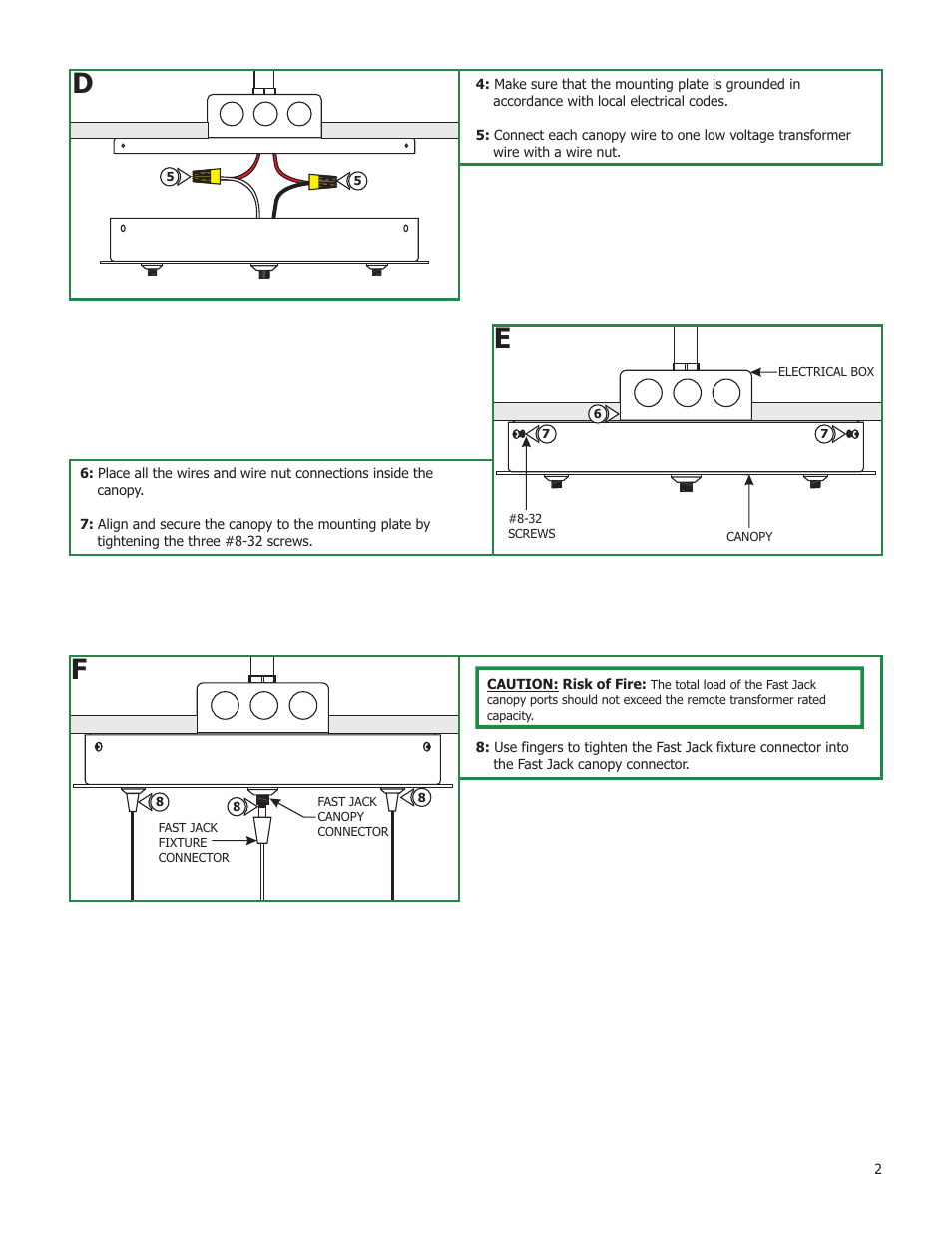 Edge Lighting 12" Fast Jack Canopies Without Transformers User Manual | Page 2 / 2