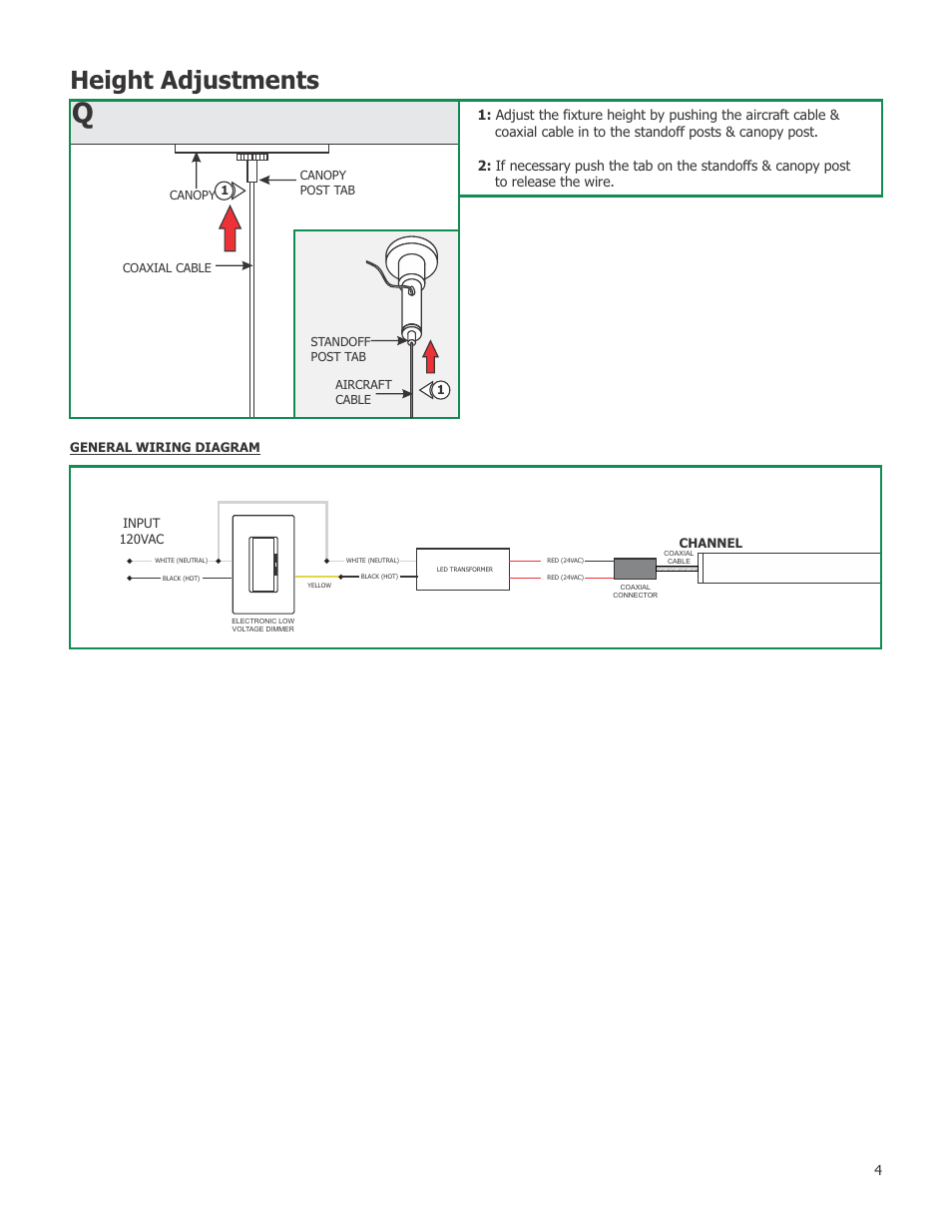 Height adjustments | Edge Lighting Cirrus Float End Feed User Manual | Page 4 / 4