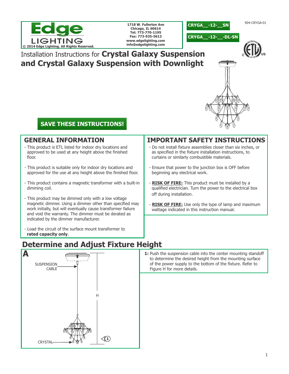 Edge Lighting Crystal Galaxy with Downlight User Manual | 5 pages