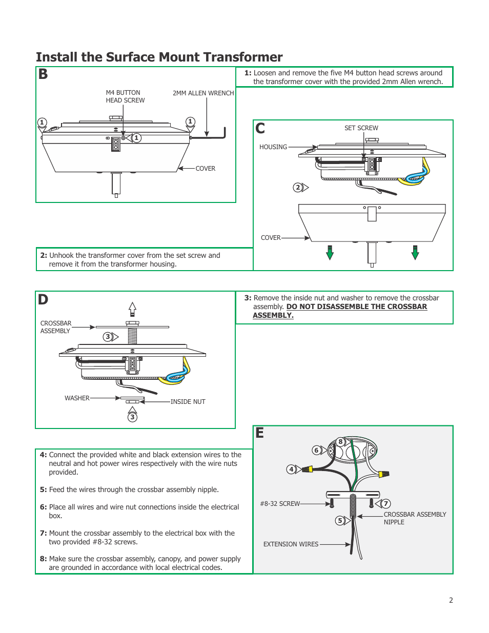 Install the surface mount transformer | Edge Lighting Crystal Galaxy with Downlight User Manual | Page 2 / 5