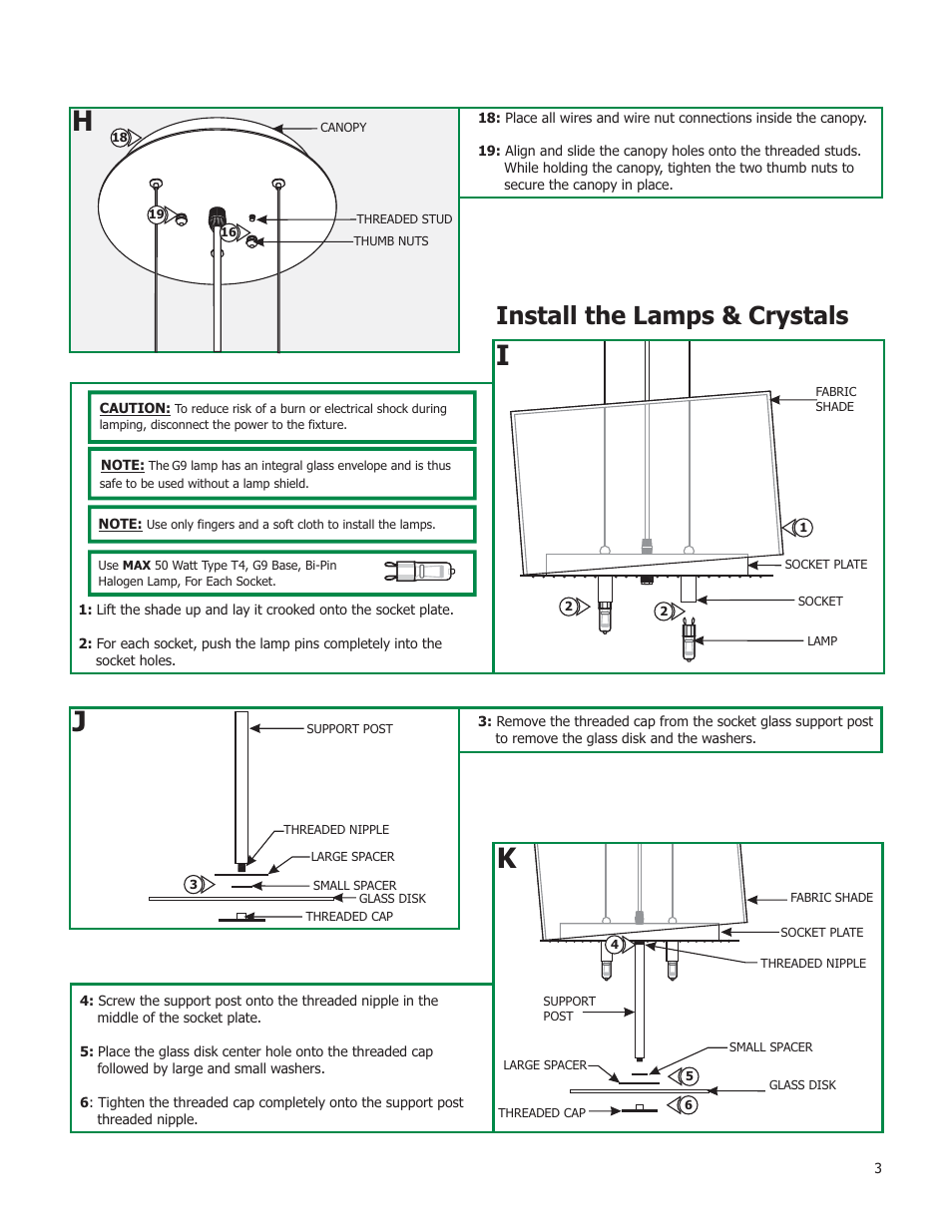 Install the lamps & crystals | Edge Lighting Crystal Shadow User Manual | Page 3 / 4