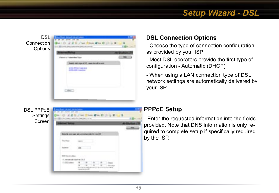 Setup wizard - dsl | Buffalo Technology Buffalo AirStation WYR-G54 User Manual | Page 18 / 61