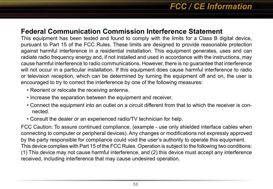Fcc / ce information | Buffalo Technology Buffalo AirStation WYR-G54 User Manual | Page 56 / 61