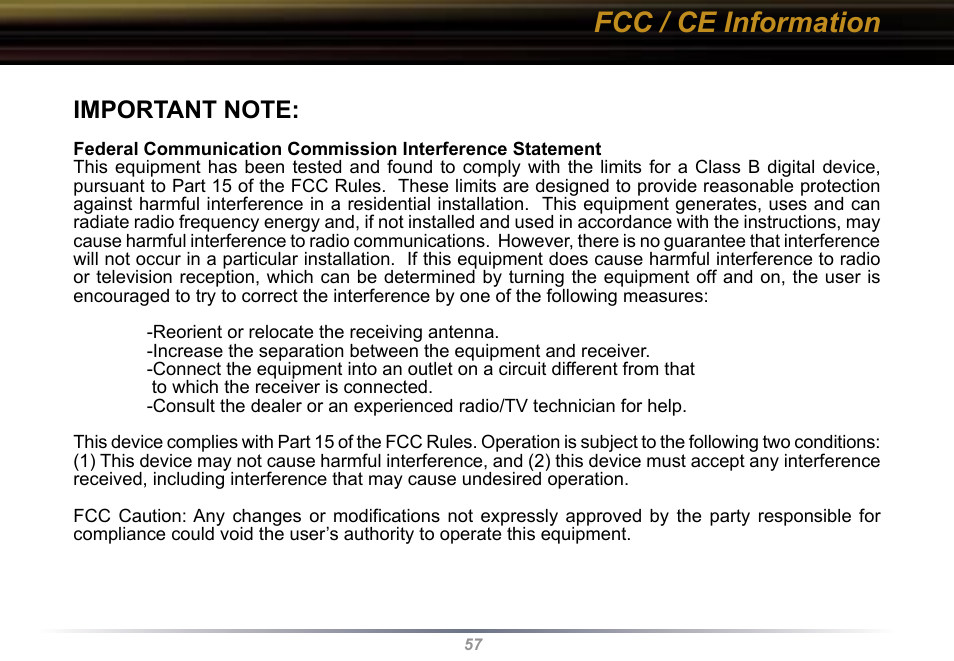 Fcc / ce information | Buffalo Technology Buffalo AirStation WYR-G54 User Manual | Page 57 / 61