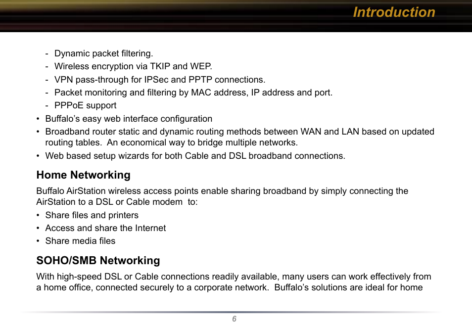 Introduction | Buffalo Technology Buffalo AirStation WYR-G54 User Manual | Page 6 / 61